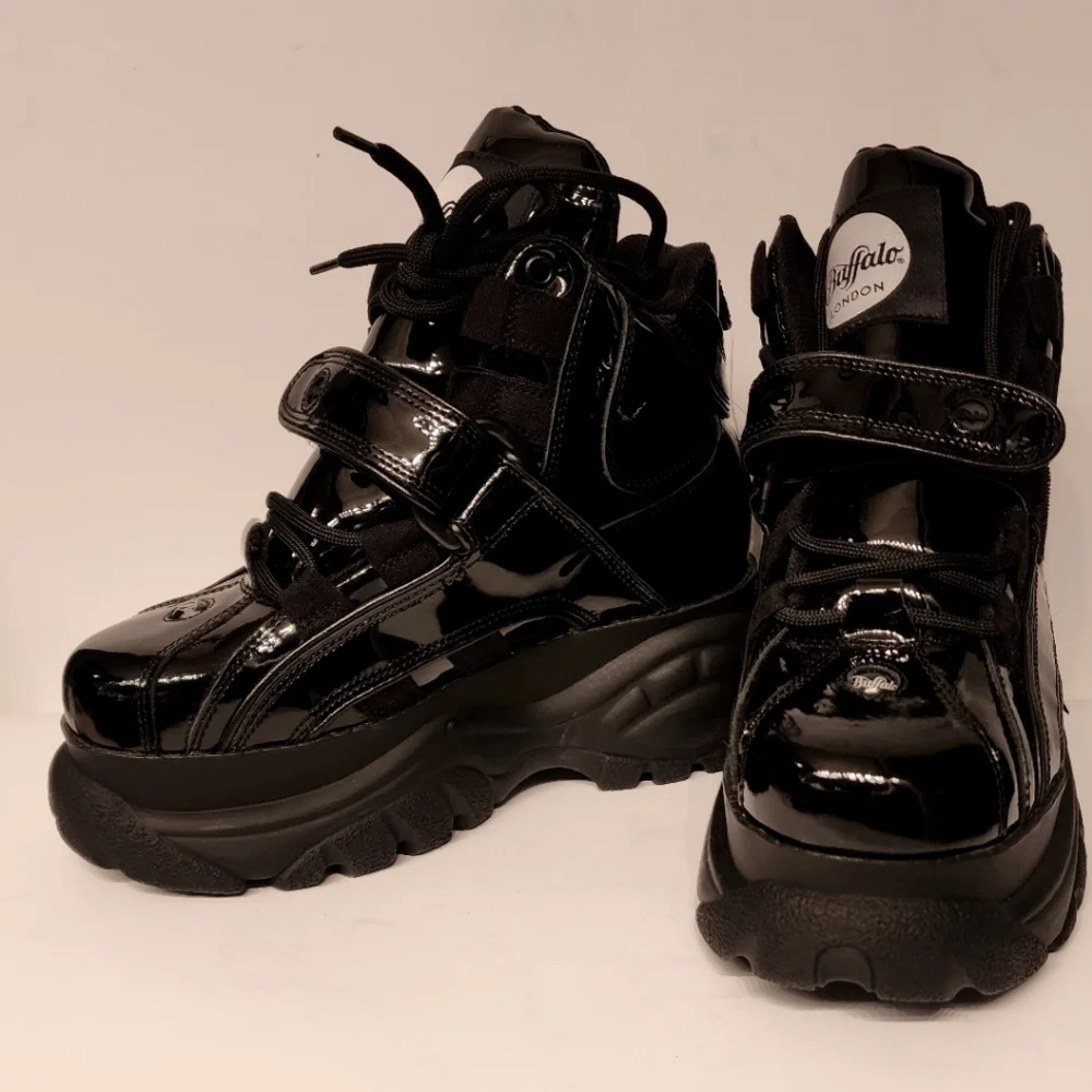 Buffalo Black Patent Ankle Boots - Picture 4 of 16